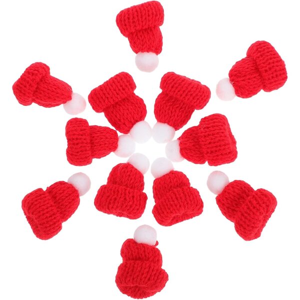 Hemobllo Set 12 Mini Bonnet Natale In maglias Rossi Decorazioni Fai da Te