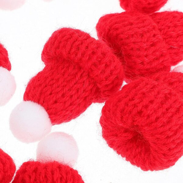 Hemobllo Set 12 Mini Bonnet Natale In maglias Rossi Decorazioni Fai da Te