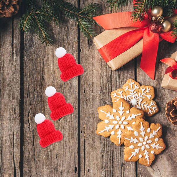 Hemobllo Set 12 Mini Bonnet Natale In maglias Rossi Decorazioni Fai da Te