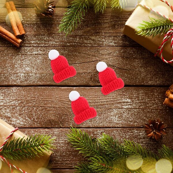 Hemobllo Set 12 Mini Bonnet Natale In maglias Rossi Decorazioni Fai da Te