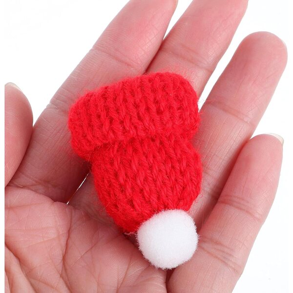Hemobllo Set 12 Mini Bonnet Natale In maglias Rossi Decorazioni Fai da Te