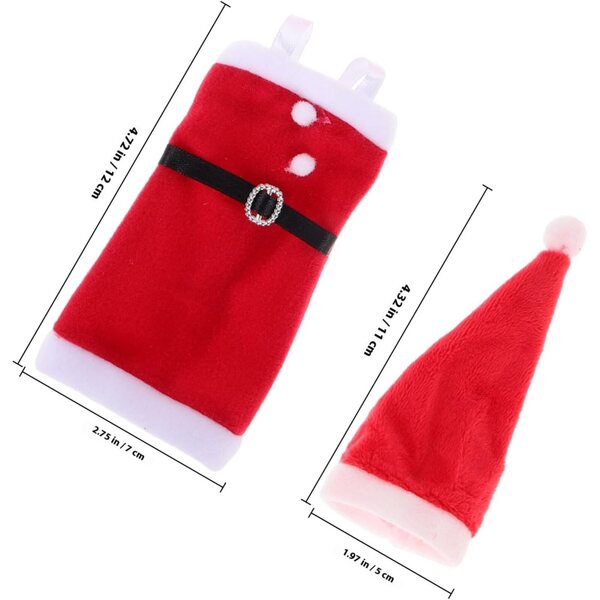 Costume di Natale per Pupazzetti 6cm con Abito in Peluche e Cappello Rosso Festivo