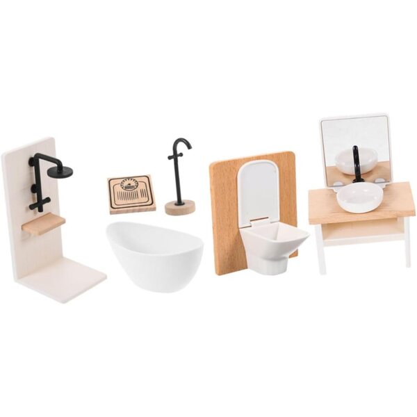 1:12 Miniatur-Badezimmermöbel-Set aus Holz und Kunststoff, Puppenhauszubehör