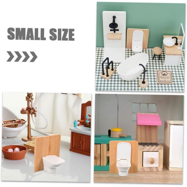 1:12 Miniatur-Badezimmermöbel-Set aus Holz und Kunststoff, Puppenhauszubehör