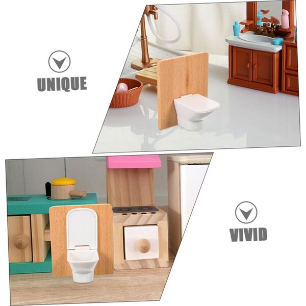 1:12 Miniatur-Badezimmermöbel-Set aus Holz und Kunststoff, Puppenhauszubehör