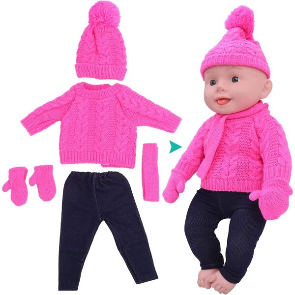 Cryfokt Abbigliamento per Bambole 18 Pollici: Completo Morbido con Cappello e Sciarpa
