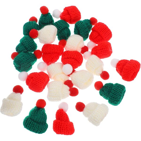 SOIMISS Mini Bonnet di Natale in Lana, Set 24 Pezzi Colorati per Decorazioni Creative