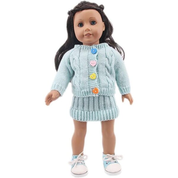 Abbigliamento per bambola americana 46 cm - Completo maglia e gonna blu