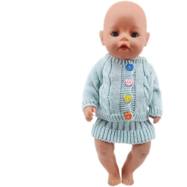 Abbigliamento per bambola americana 46 cm - Completo maglia e gonna blu