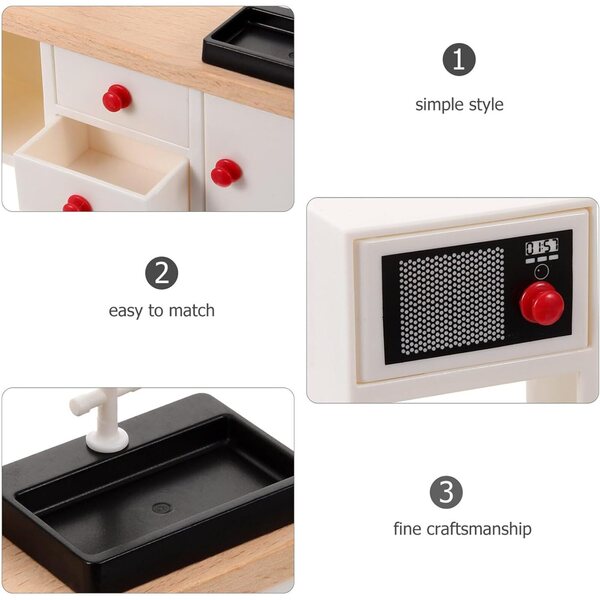 ERINGOGO Mobiletto da Cucina in Legno Miniatura 1:12 per Casa delle Bambole