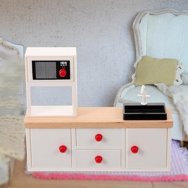 ERINGOGO Mobiletto da Cucina in Legno Miniatura 1:12 per Casa delle Bambole