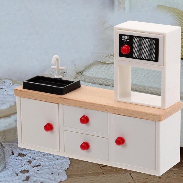 ERINGOGO Mobiletto da Cucina in Legno Miniatura 1:12 per Casa delle Bambole