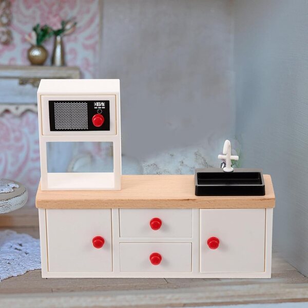ERINGOGO Mobiletto da Cucina in Legno Miniatura 1:12 per Casa delle Bambole