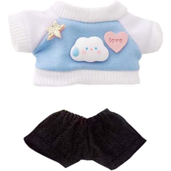niannyyhouse Set di vestiti per bambola di peluche 10-15 cm Felpa e jeans blu