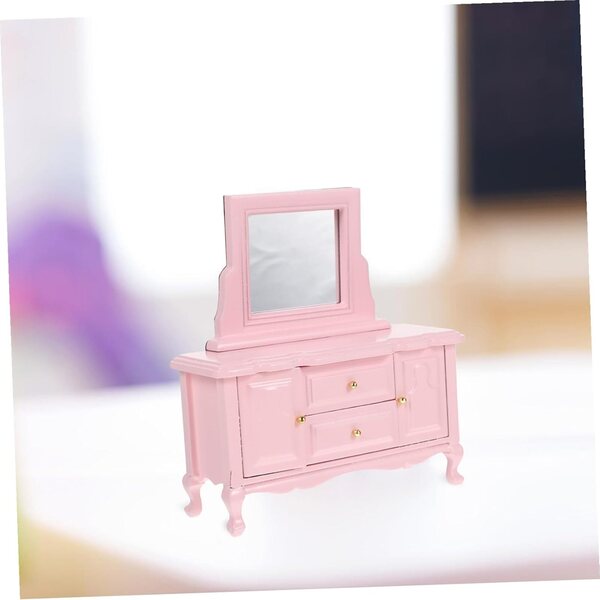 ORFOFE Mini Toeletta in Legno per Casa delle Bambole con Specchio Realistico