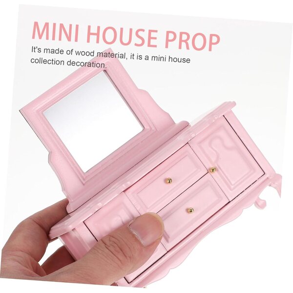 ORFOFE Mini Toeletta in Legno per Casa delle Bambole con Specchio Realistico