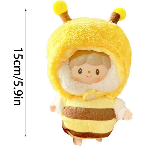 Vesti per bambole peluche in tessuto cuciti a mano, vestiti animali colorati 15 cm
