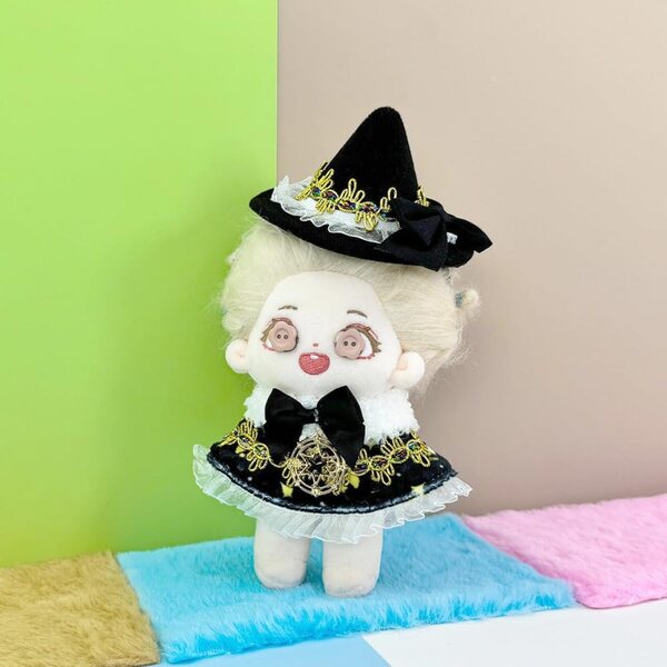 Plüsch-Kleidungsset für 10-15 cm große Puppen mit Mütze, Schal und Zauberumhang