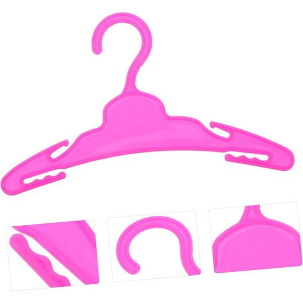 VICASKY 10 mini cintres rosa in plastica per vestiti di bambole, accessori organizzazione
