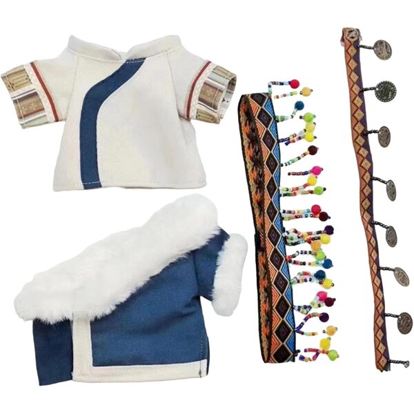 Bekleidungsset für 20 cm große Puppen aus Baumwolle und weichem Stoff, komplett und Zubehör