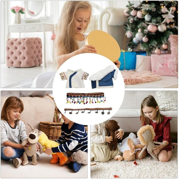 Bekleidungsset für 20 cm große Puppen aus Baumwolle und weichem Stoff, komplett und Zubehör