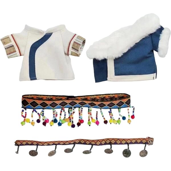 Bekleidungsset für 20 cm große Puppen aus Baumwolle und weichem Stoff, komplett und Zubehör