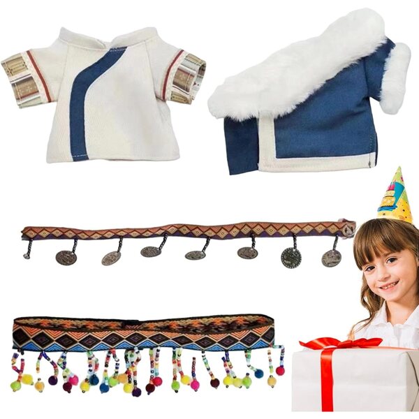 Bekleidungsset für 20 cm große Puppen aus Baumwolle und weichem Stoff, komplett und Zubehör
