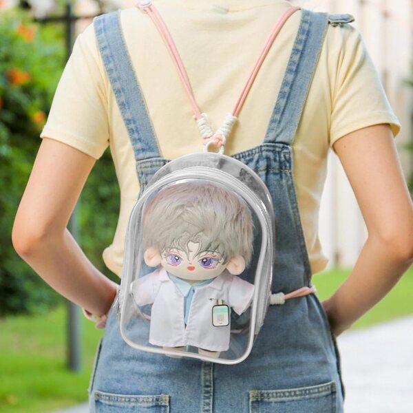 Transparente Puppenaufbewahrungstasche aus verdicktem PVC, praktischer staubdichter Rucksack