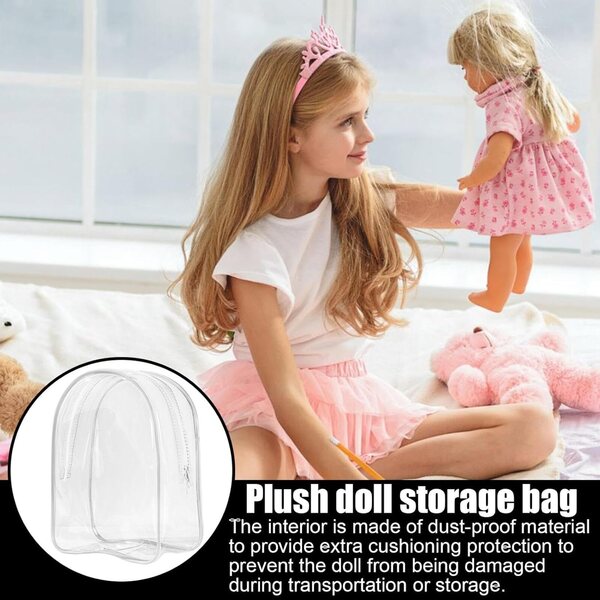 Transparente Puppenaufbewahrungstasche aus verdicktem PVC, praktischer staubdichter Rucksack