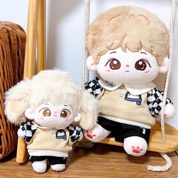 Completo per bambola in peluche 10-20 cm niannyyhouse giacca e pantaloni marrone
