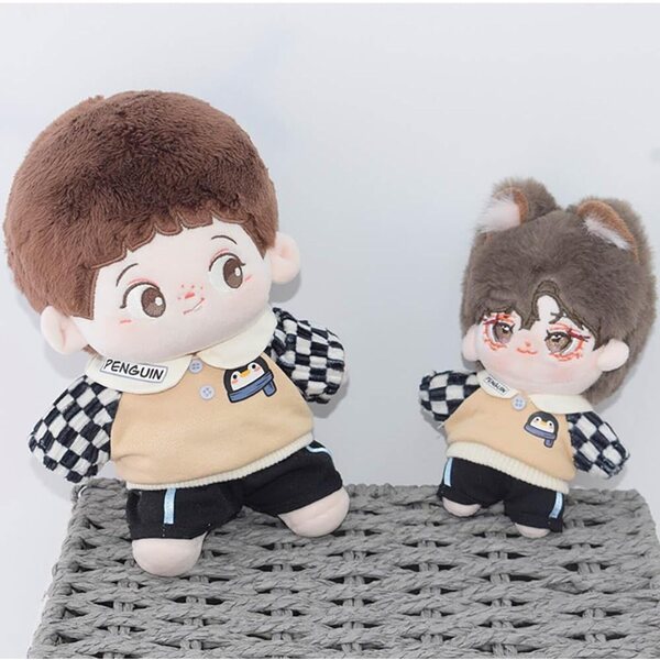 Completo per bambola in peluche 10-20 cm niannyyhouse giacca e pantaloni marrone