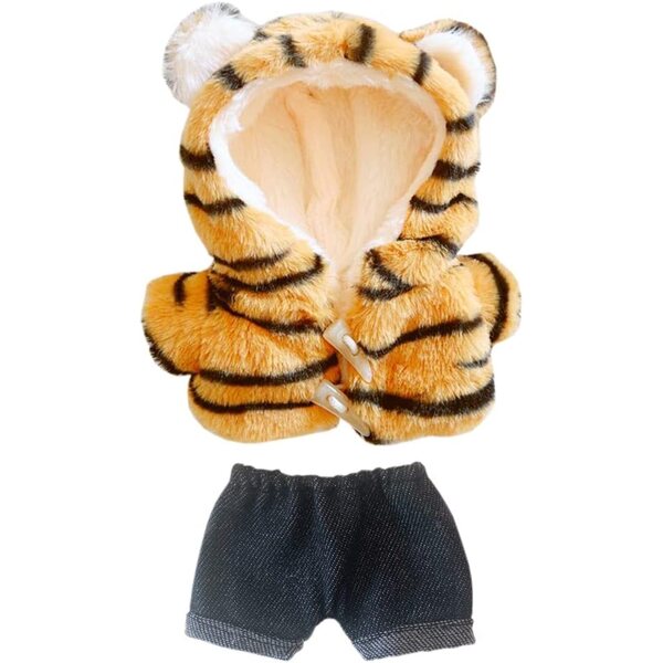 Niannyyhouse 2-teiliges Set für 20 cm große Plüschpuppen: Tigermantel und Jeans