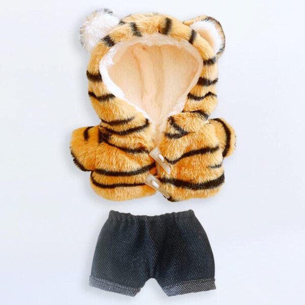 Niannyyhouse 2-teiliges Set für 20 cm große Plüschpuppen: Tigermantel und Jeans