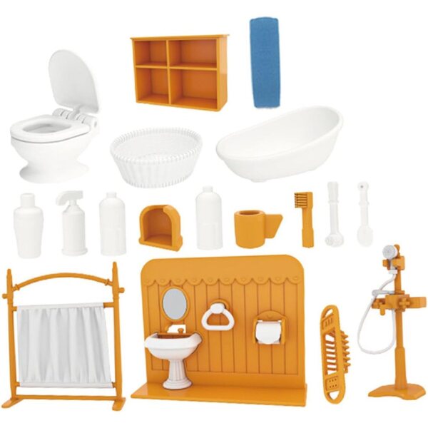 Miniatur-Badezimmermöbel-Set aus Kunststoff für Puppenhaus, dekoratives Zubehör