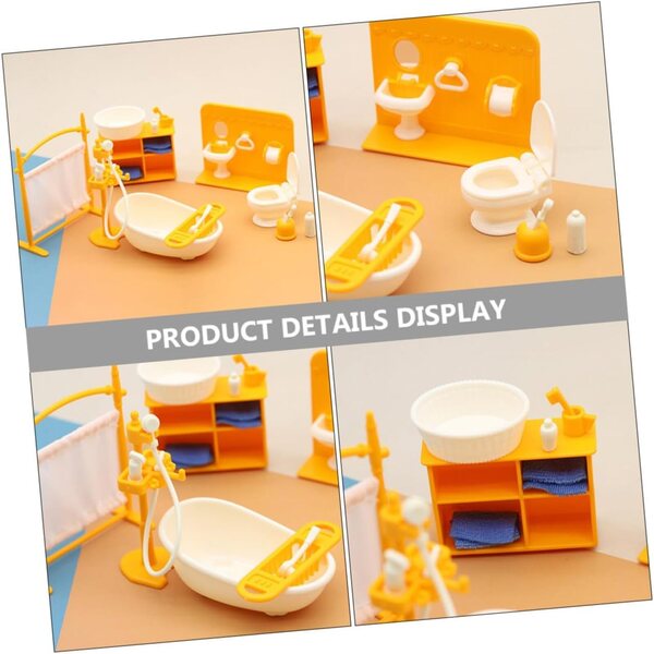 Set Mobili Bagno Miniatura in Plastica per Casa delle Bambole, Accessori Decorativi