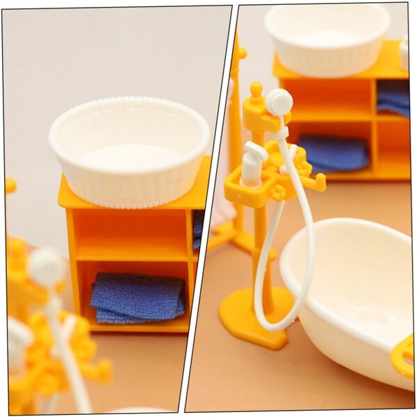 Set Mobili Bagno Miniatura in Plastica per Casa delle Bambole, Accessori Decorativi