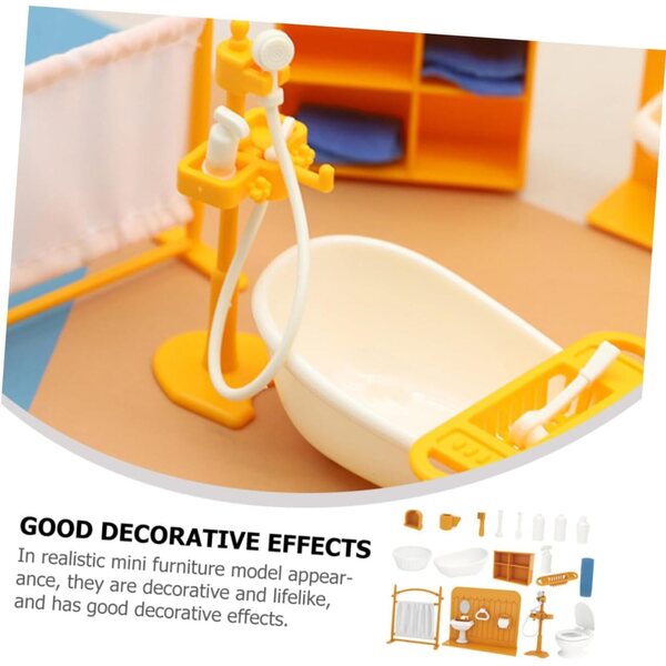 Set Mobili Bagno Miniatura in Plastica per Casa delle Bambole, Accessori Decorativi