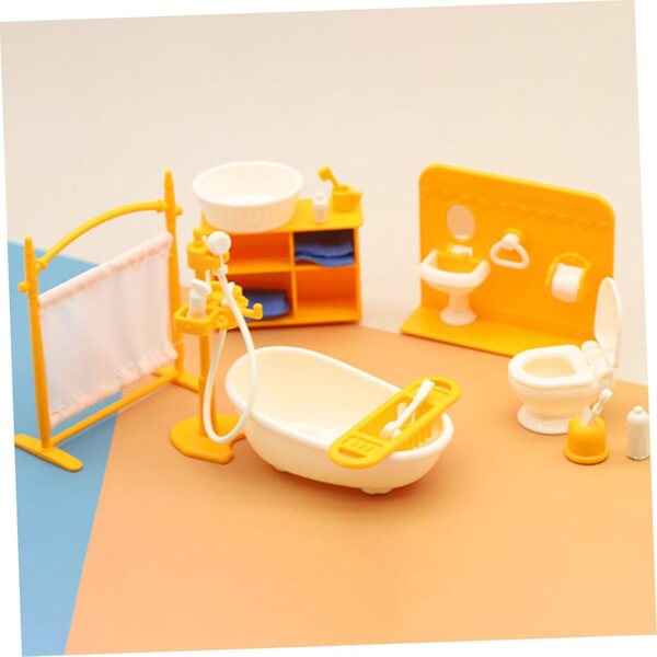Set Mobili Bagno Miniatura in Plastica per Casa delle Bambole, Accessori Decorativi
