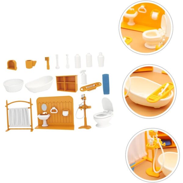Set Mobili Bagno Miniatura in Plastica per Casa delle Bambole, Accessori Decorativi