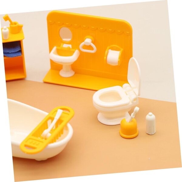 Set Mobili Bagno Miniatura in Plastica per Casa delle Bambole, Accessori Decorativi