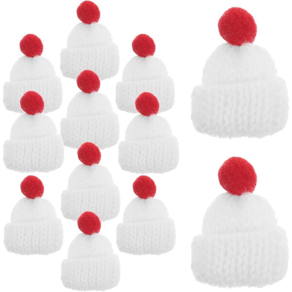 12 Mini Bonneti di Natale in Lana per Decorazioni, Puppe e Progetti Creativi