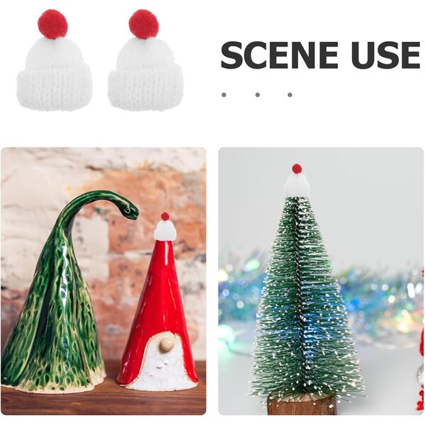 12 Mini Bonneti di Natale in Lana per Decorazioni, Puppe e Progetti Creativi