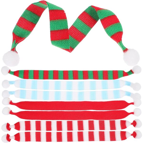 Set 8 Mini-Sciarpe de Natale In magliaes per bambole e Decorazioni Natalizie