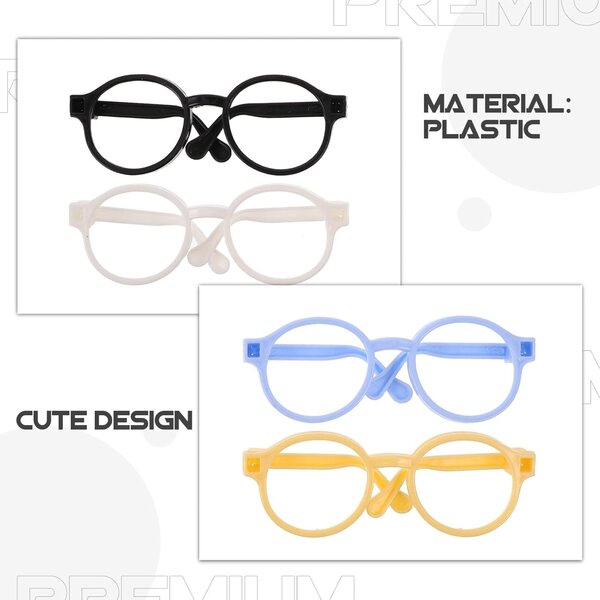 Montature di occhiali per bambole robuste e colorate - set da 4 pezzi per bambini