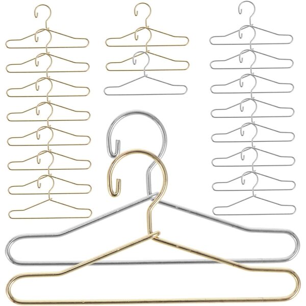 BESTonZON 24 Mini Cintres in Metallo per Casa di Bambole, Organizzatori Armadio Puppa