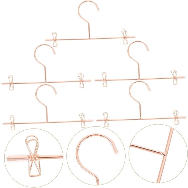 Set 5 Mini Cintres in Ferro per Abiti di Bambole Rosa Dorato, Robusti e Compatti