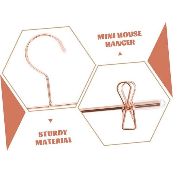 Set 5 Mini Cintres in Ferro per Abiti di Bambole Rosa Dorato, Robusti e Compatti