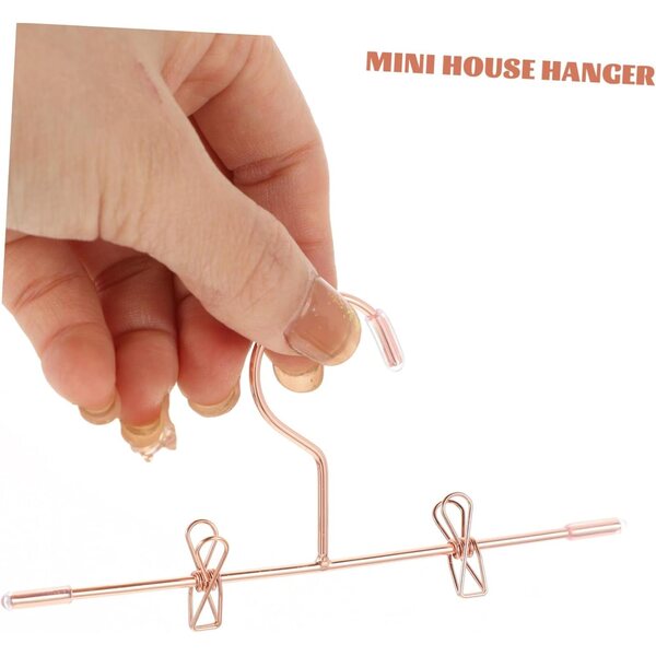 Set 5 Mini Cintres in Ferro per Abiti di Bambole Rosa Dorato, Robusti e Compatti
