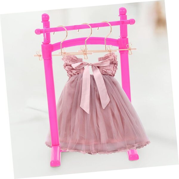 Set 5 Mini Cintres in Ferro per Abiti di Bambole Rosa Dorato, Robusti e Compatti