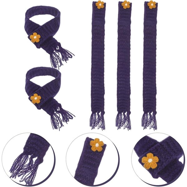 Set 5 Mini Sciarpe Decorative Regolabili in Lana per Bambole e Peluche